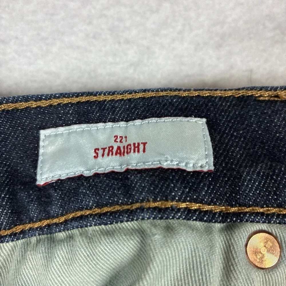 Lucky Brand 221 Straight Jeans Mens 30x30 Dark Wash Stretch Whiskering Preppy